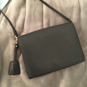 Black leather crossbody bag